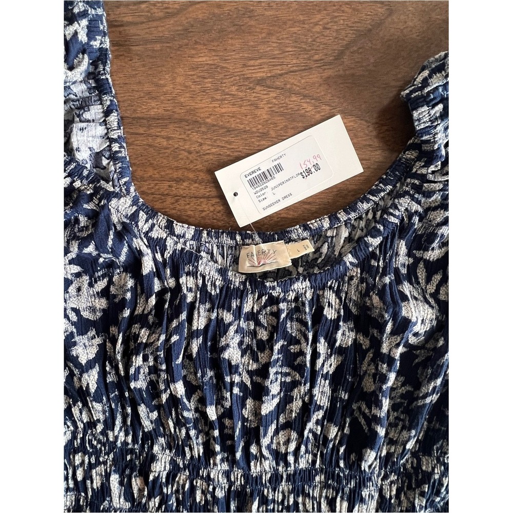 Faherty Navy Blue Floral Maxi Dress - Picture 6 of 12